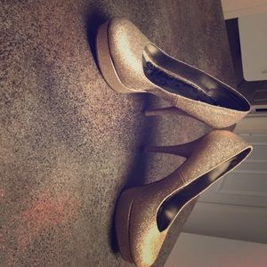 Gold glitter heels